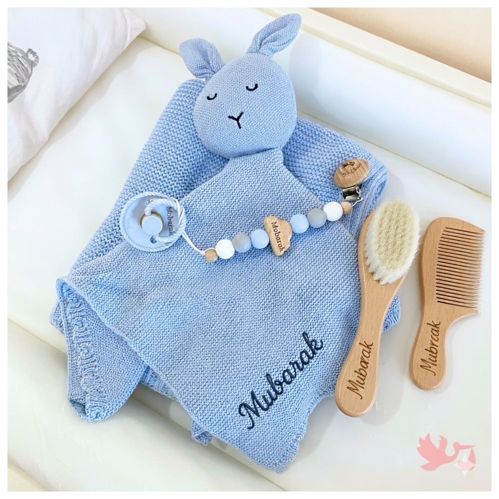 Mommy's Charms Baby Personalized Hair Brush, Pacifier & Blanket Set - 5 Pieces