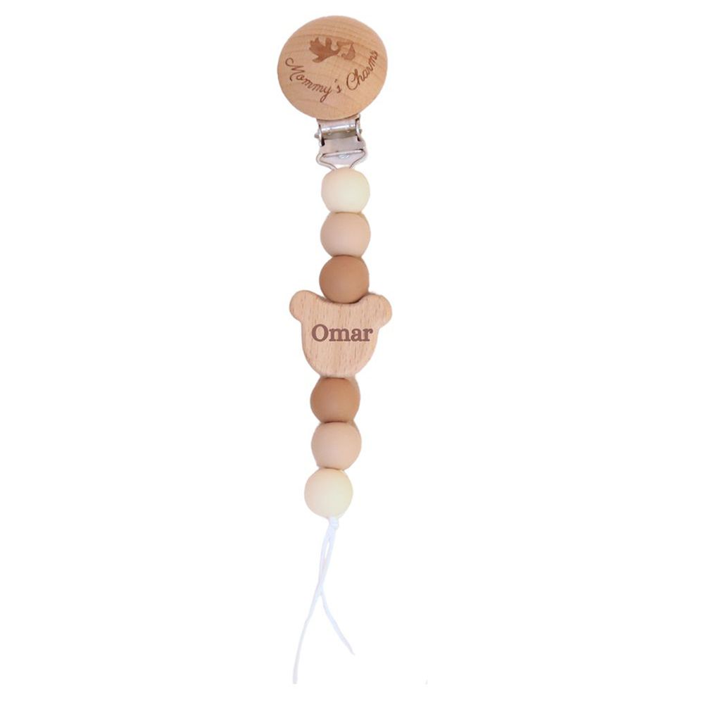 Mommy's Charms Personalized New Born Pacifier Clip With Name Engraving