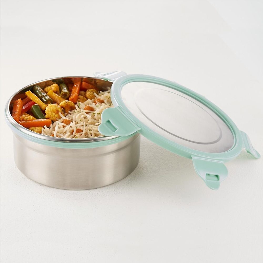 Borosil - Stainless Steel Round Lunch Box - Green - 900 ml
