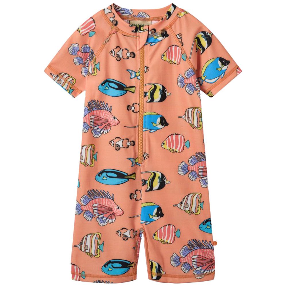 Smafolk Boy's UV50 Fish Print Swimsuit - Orange