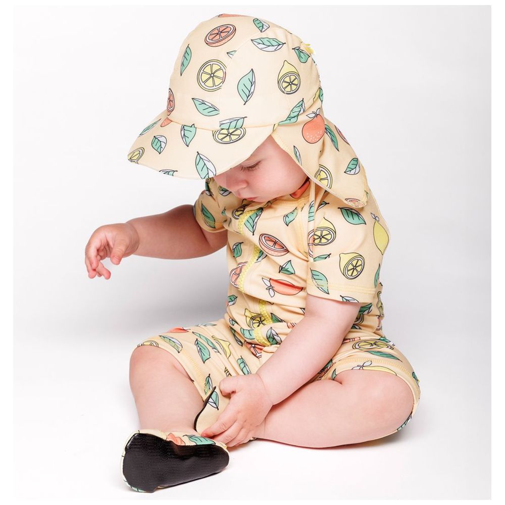 Smafolk Girl's UV50 Lemons & Oranges Print Sun Hat - Yellow