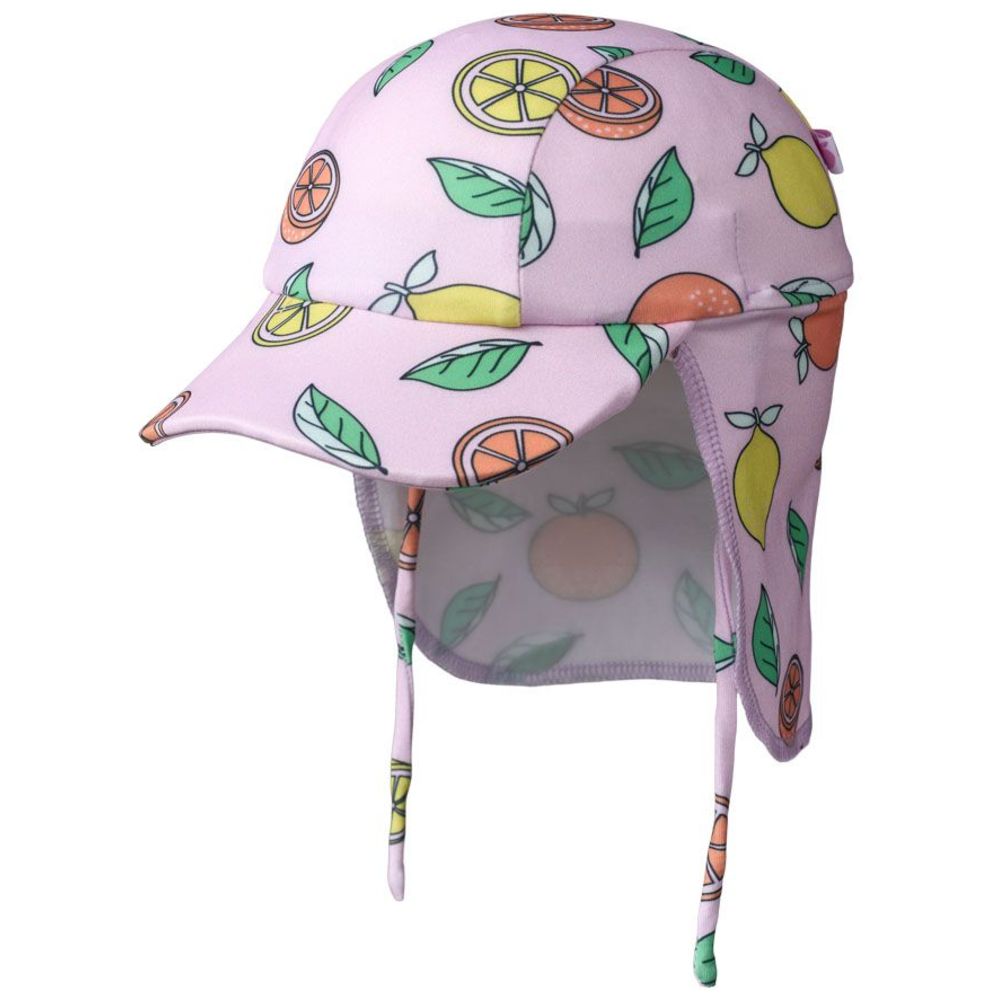 Smafolk Girl's UV50 Lemons & Oranges Print Sun Hat - Pink