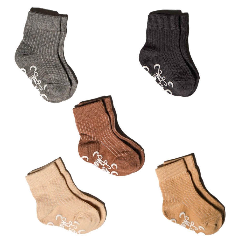 Little Moon Baby Grip Socks Neutrals - Pack of 5