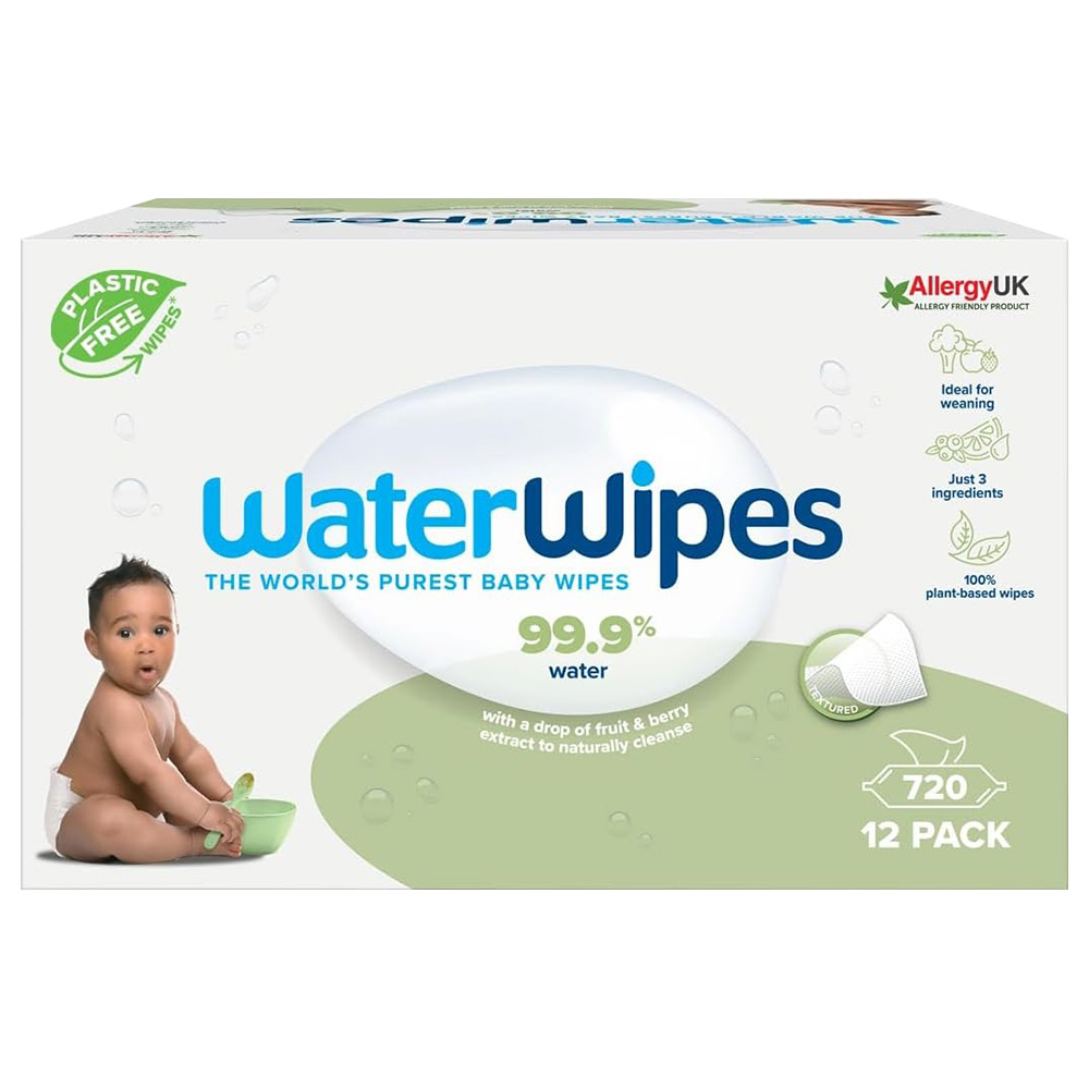 WaterWipes - Plastic-Free Textured Clean Unscented Wipes - Pack of 720