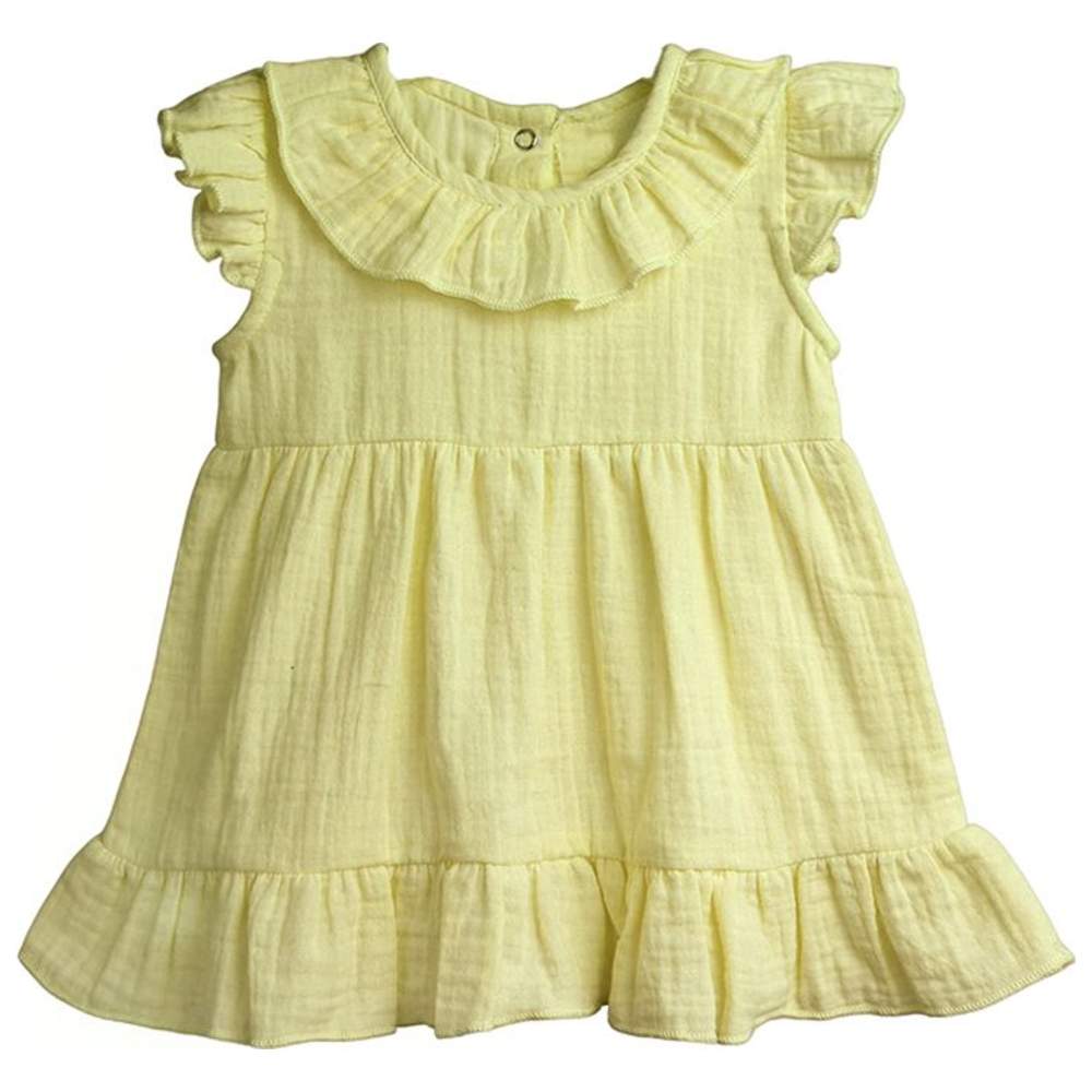 Luay Linen Baby Frock with Frills - Green