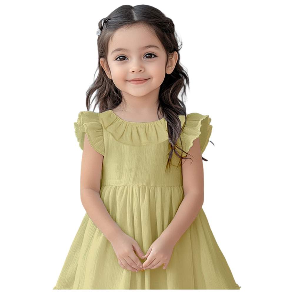 Luay Linen Baby Frock with Frills - Green