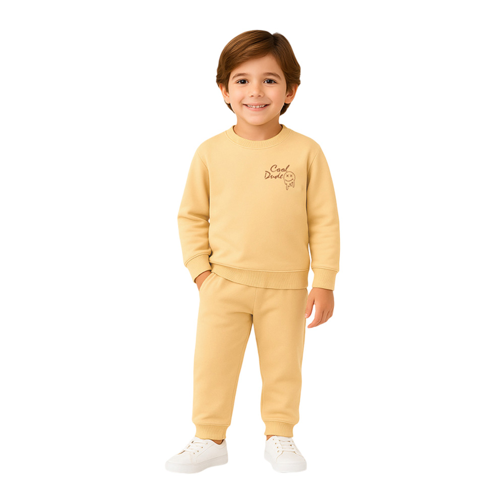 Luay Winter Cotton Top & Bottom Co-Ord Set - Beige - 2 Pcs