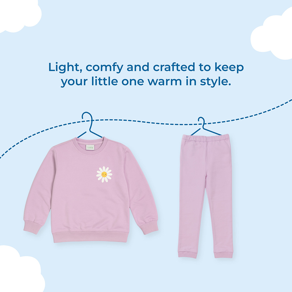 Luay Winter Cotton Top & Bottom Co-Ord Set - Pink - 2 Pcs