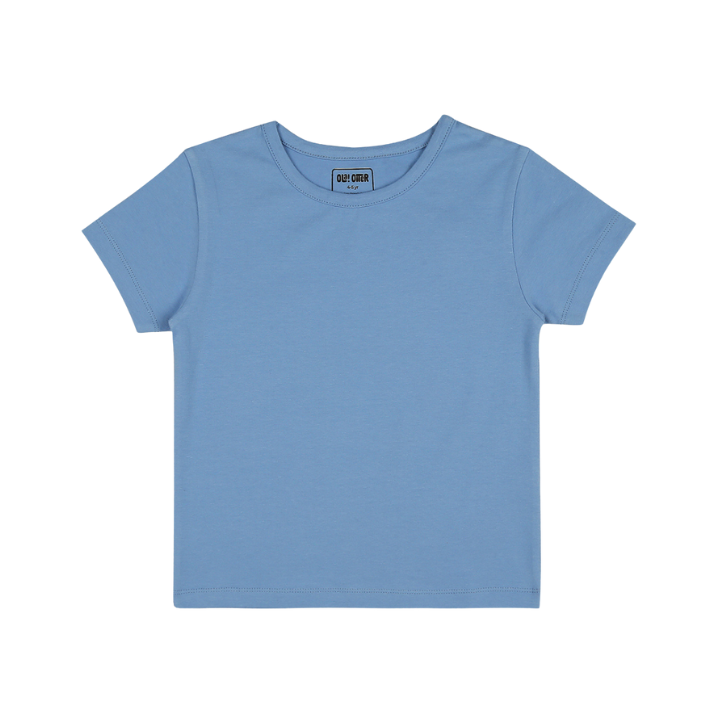 Ola Otter Oversized Round Neck Solid T-Shirt Cornflower - Blue