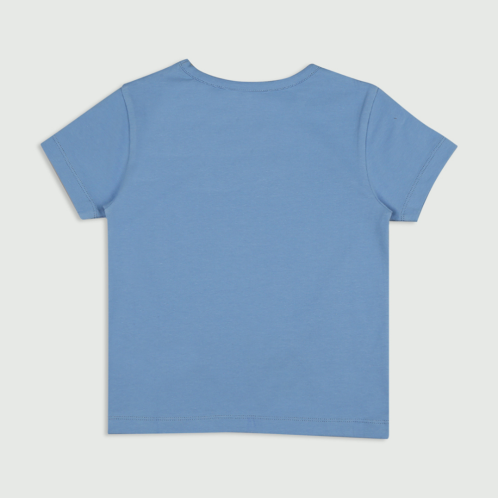 Ola Otter Oversized Round Neck Solid T-Shirt Cornflower - Blue