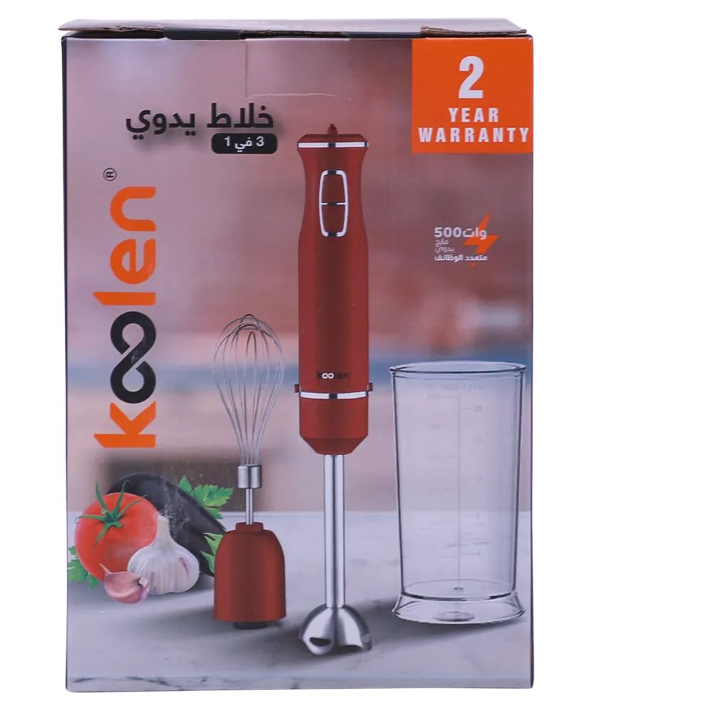 Koolen 2 In-1 Electric Hand Blender - Red - 500W