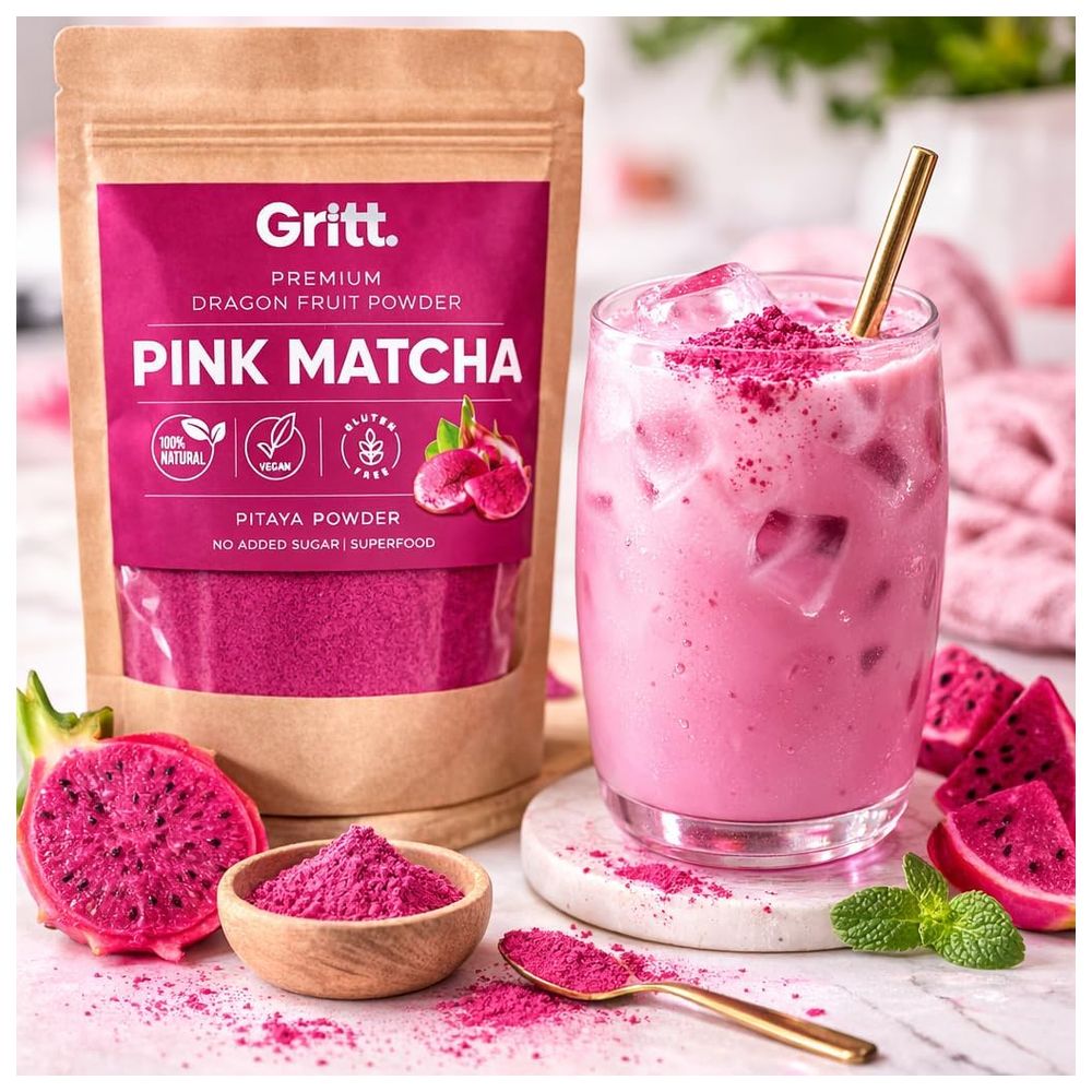 Gritt - Pink Matcha Pitaya Powder - 100 gm