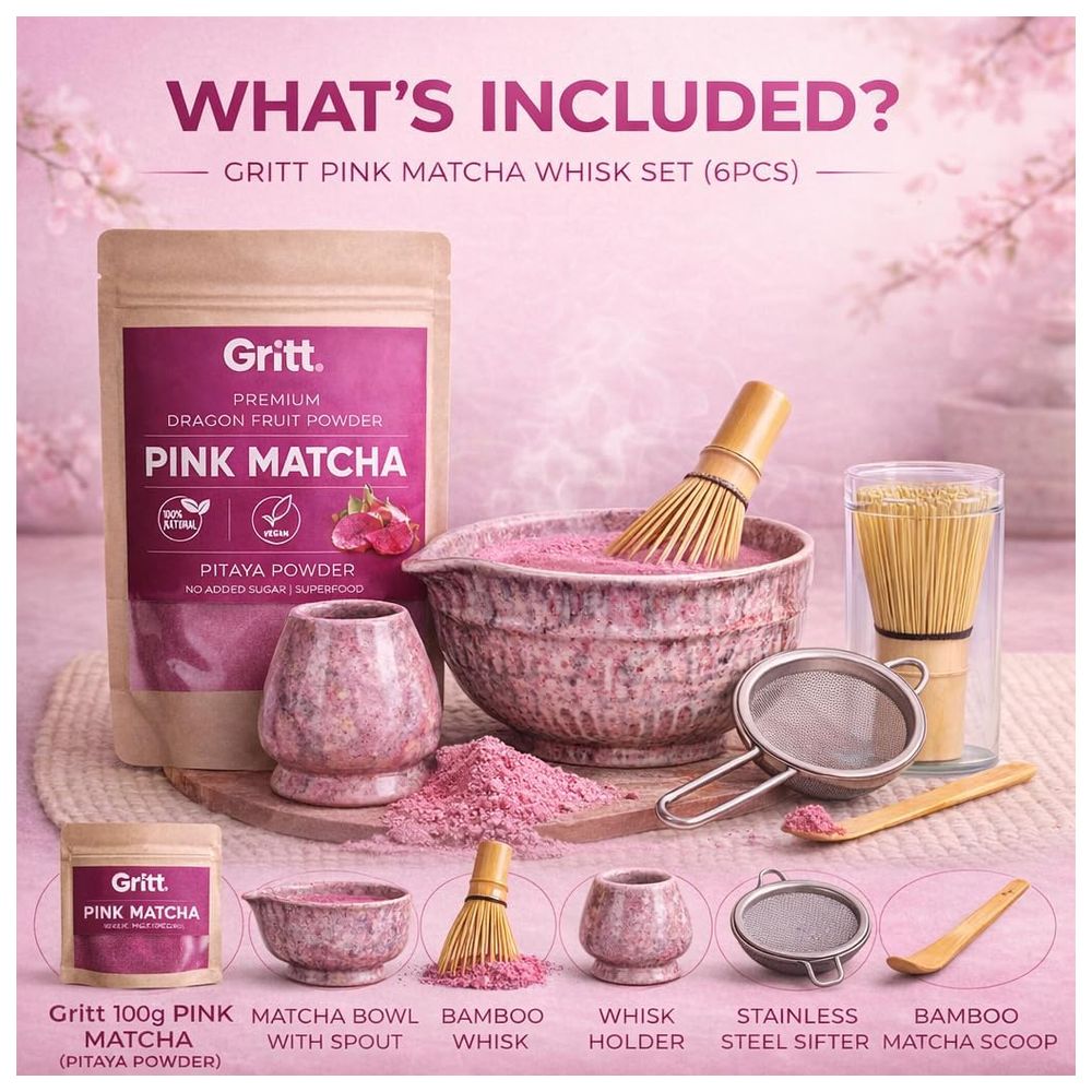 Gritt - Pink Matcha Japanese Matcha Tea Whisk Set - 6 Pcs