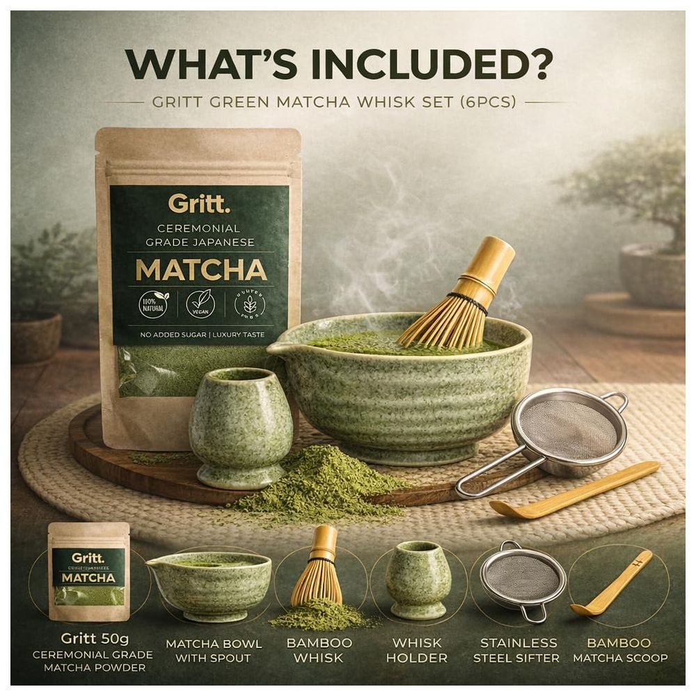 Gritt - Green Matcha Japanese Matcha Tea Whisk Set - 6 Pcs