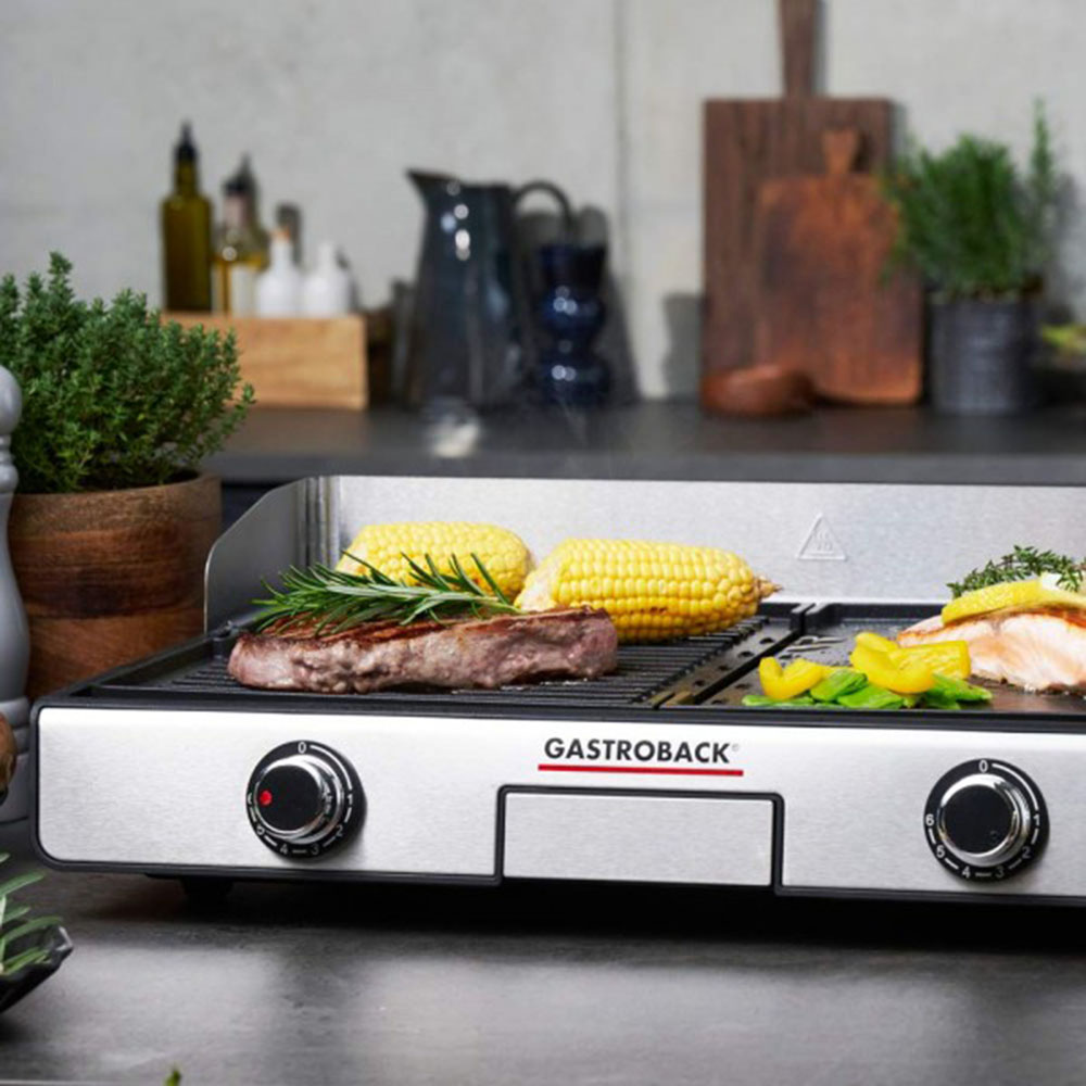 Gastroback Table Grill Plancha & BBQ - Silver - 2000 W