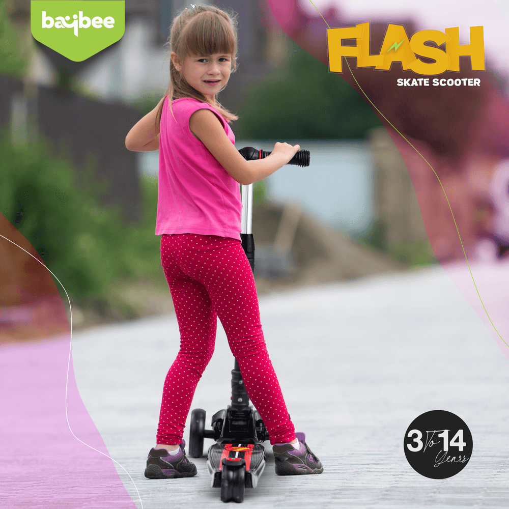 Baybee - Flash Foldable Kids Scooter - Black