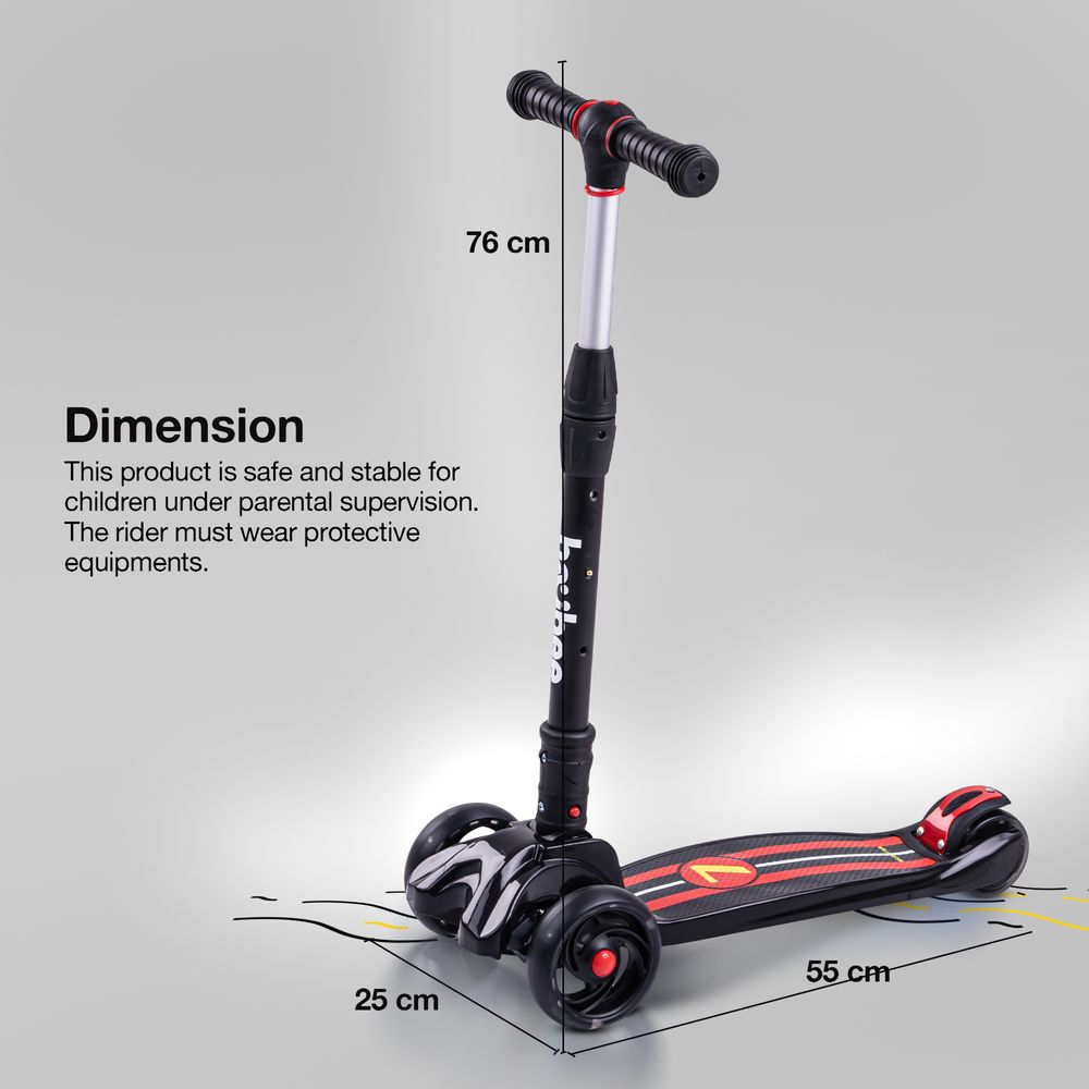 Baybee - Flash Foldable Kids Scooter - Black