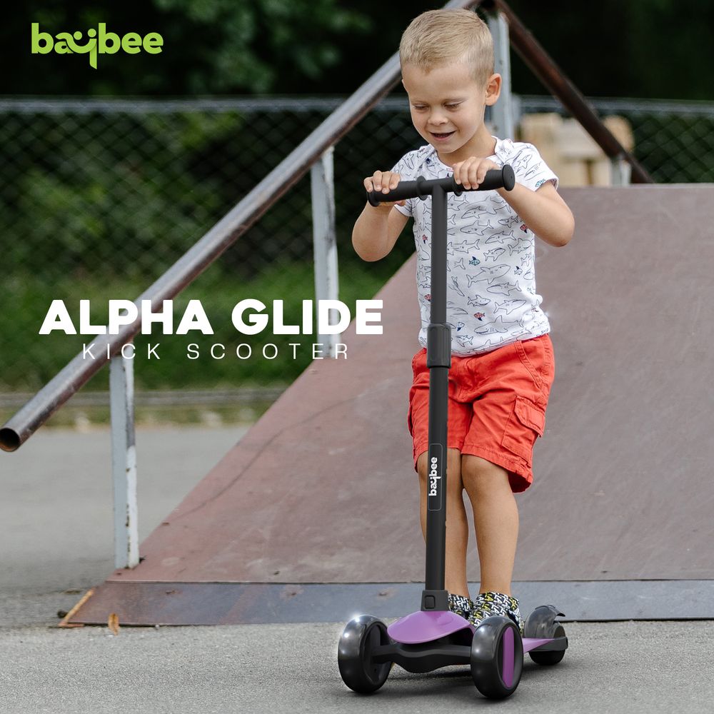 Baybee - Alpha Kids Scooter With LED PU Wheels - Violet