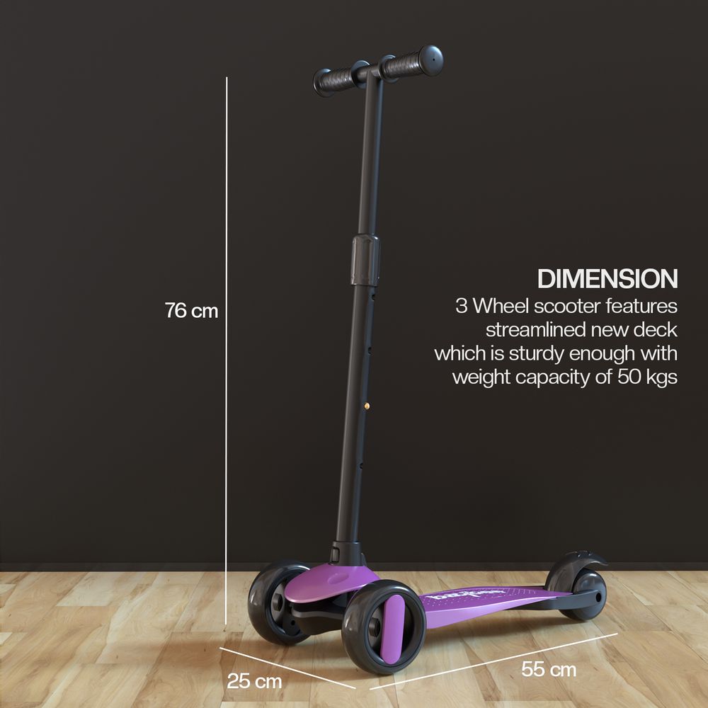 Baybee - Alpha Kids Scooter With LED PU Wheels - Violet