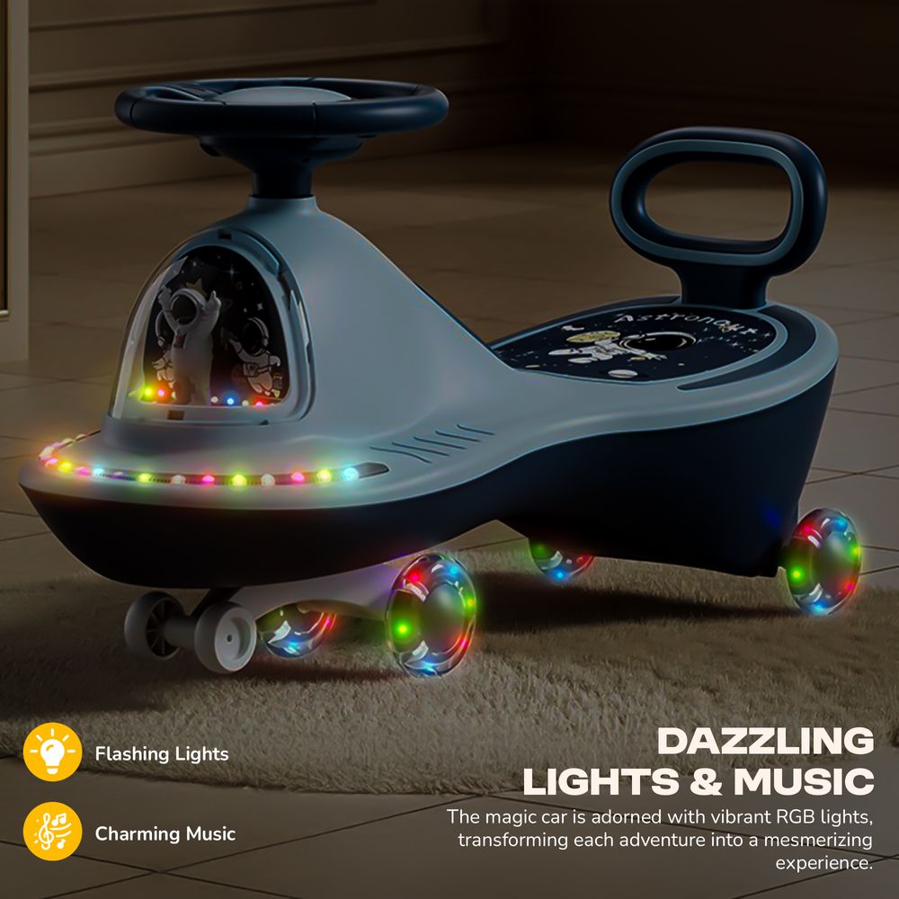 Baybee - Astro Kids Manual Ride-On Magic Swing Car - Multicolor