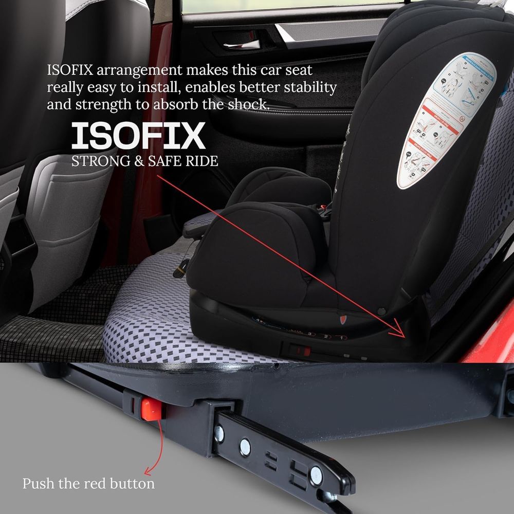 Baybee - Baby Convertible Car Seat With Isofix - Pure Black