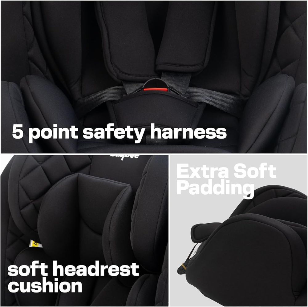 Baybee - Baby Convertible Car Seat With Isofix - Pure Black