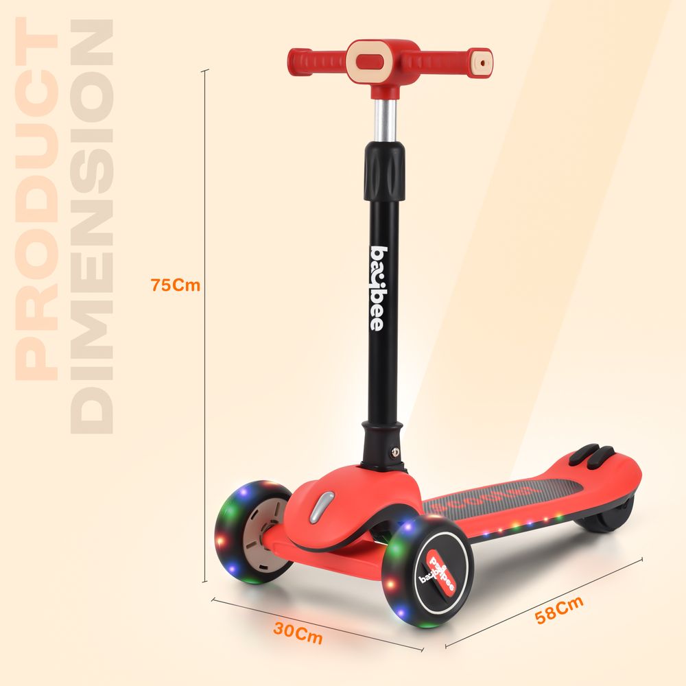 Baybee - Cruze Foldable Kids Scooter - Red