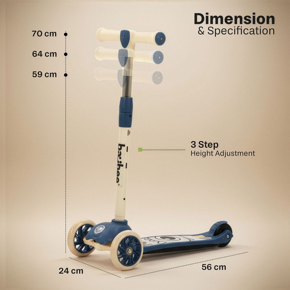 Baybee - 3 Wheel Kick Scooter For Kids - Multicolor