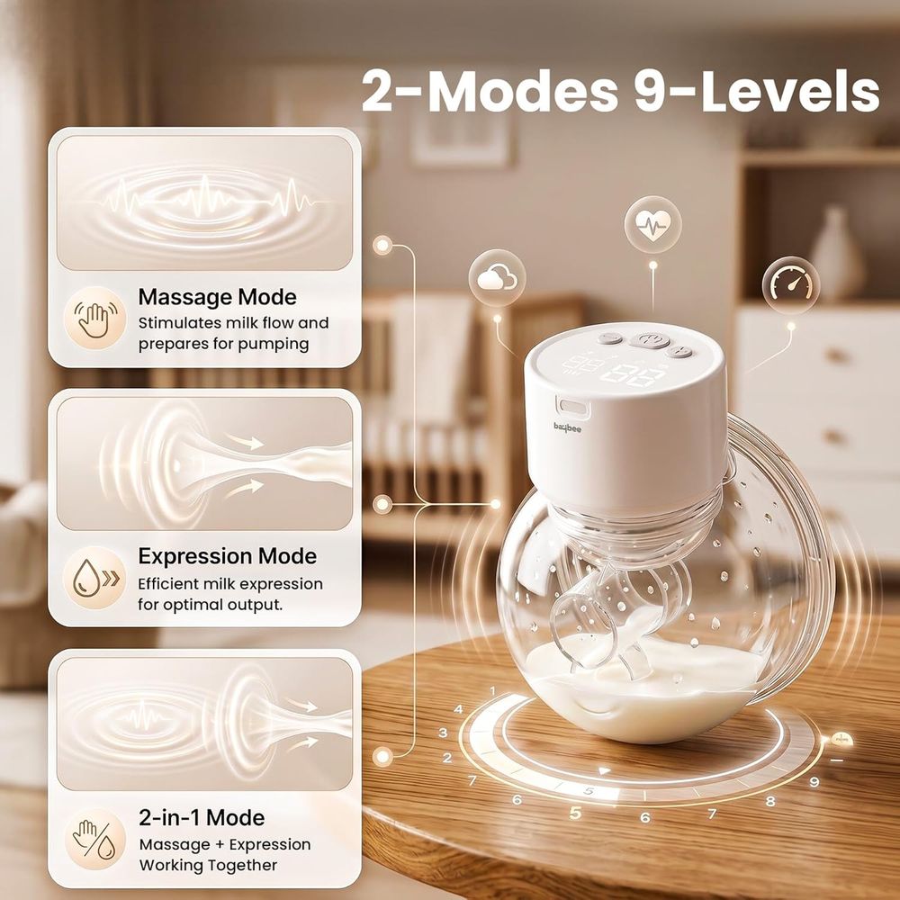 Baybee - Electric Wearable Breast Pump - White - 150 ml