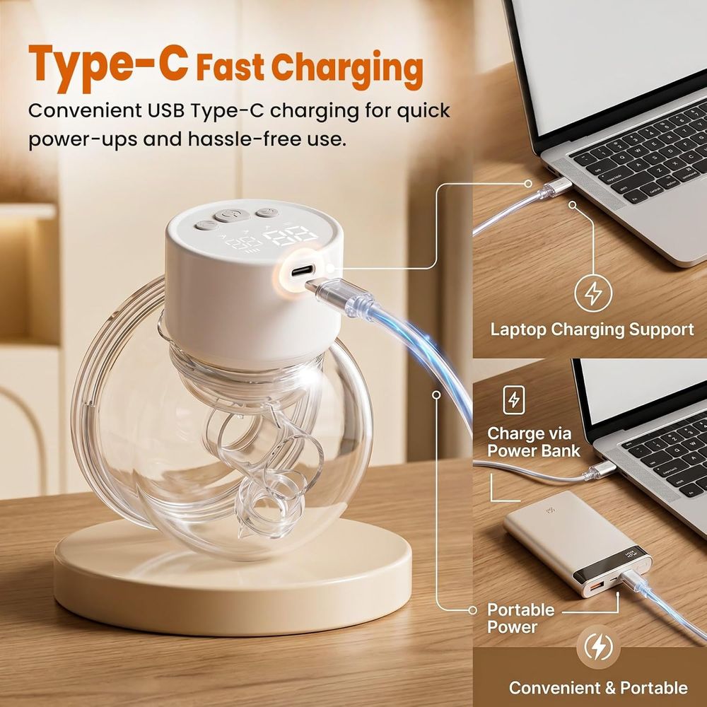 Baybee - Electric Wearable Breast Pump - White - 150 ml