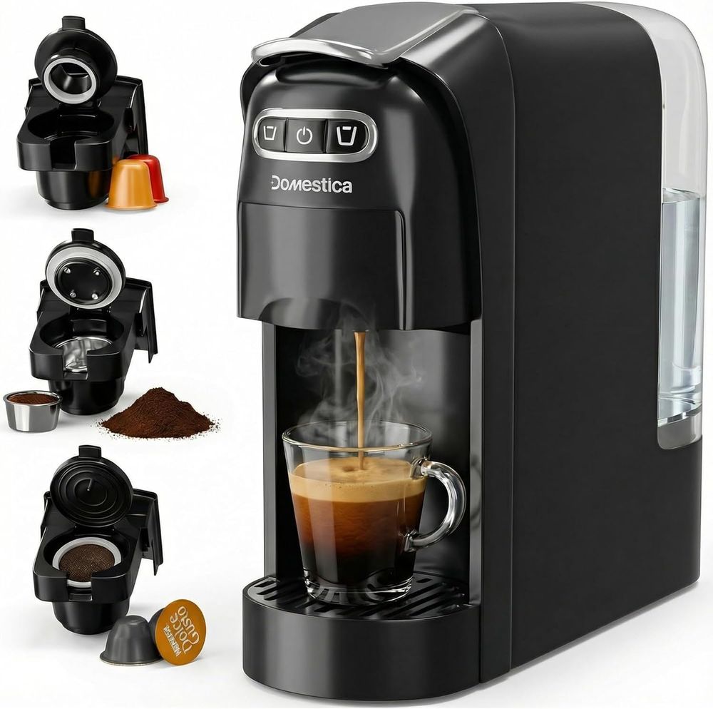 Domestica - 3-in-1 Brewcraft Pod Coffee Maker - Black