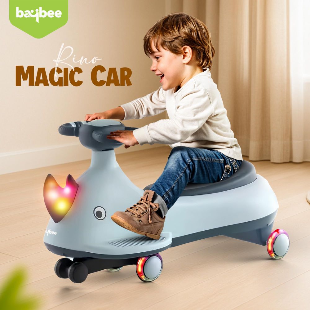 Baybee - Kids' Dino Ride-On Swing Car With LED Wheels - Multicolor