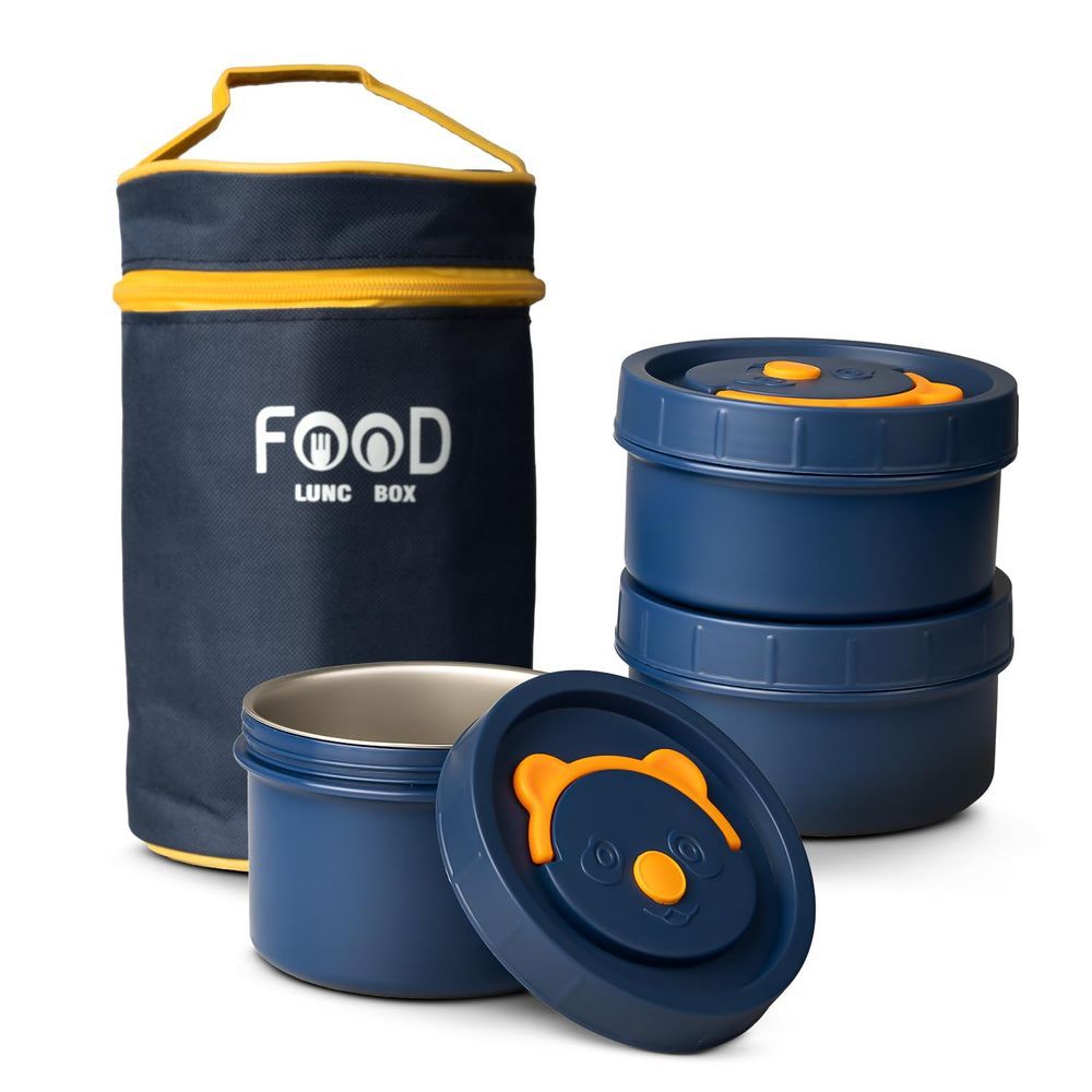 Baybee Stainless Steel Thermos Lunch Box With Bag - 4 Pcs - 1.4 L