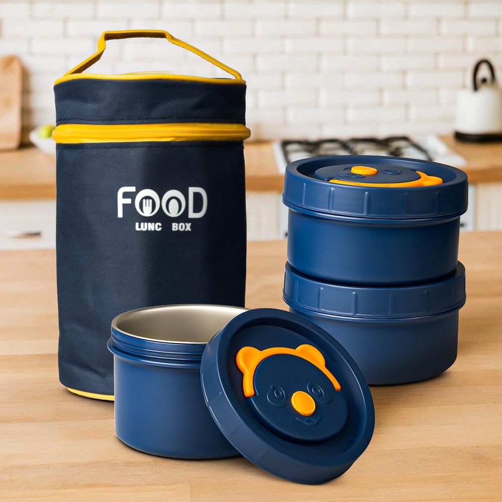 Baybee Stainless Steel Thermos Lunch Box With Bag - 4 Pcs - 1.4 L