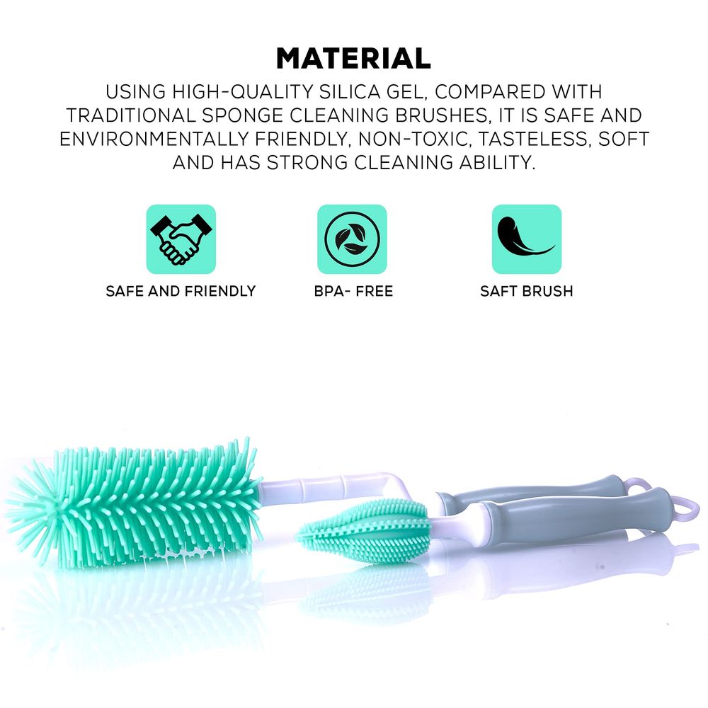 Baybee Baby Bottle Nipple Straw Cleaning Brush - 2 Pcs
