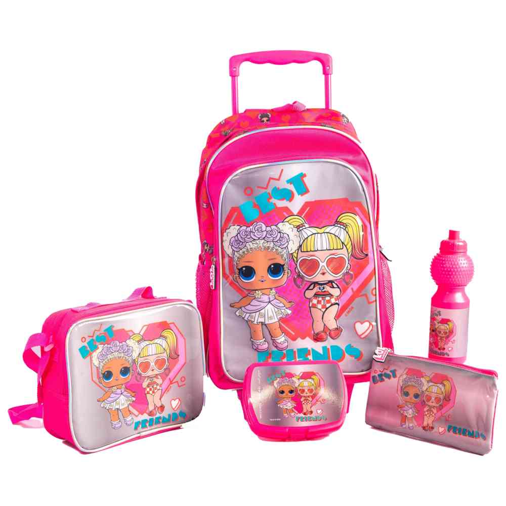 LOL - Surprise - 5-in-1 School Trolley Set with Lunch Bag, Pencil Case, Water Bottle & Lunch Box - Multicolor