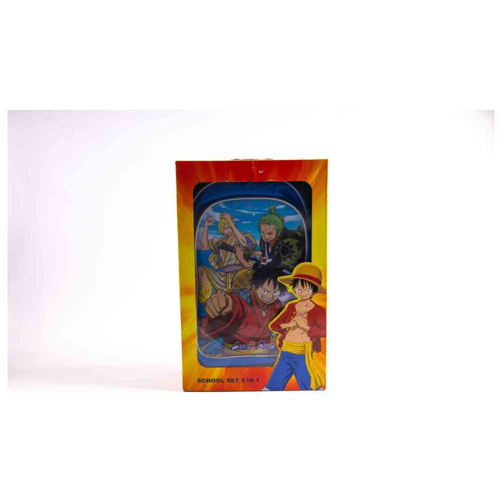 One Piece - 18-Inch Trolley School Bag Set with Lunch Bag, Pencil Case, Water Bottle & Lunch Box - Multicolor