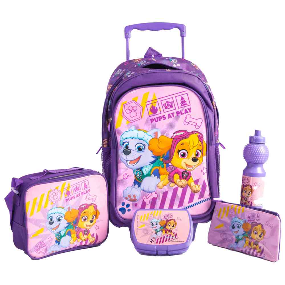 Paw Patrol - 18-Inch Trolley Bag Set with Lunch Bag, Pencil Case, Water Bottle & Lunch Box - Multicolor
