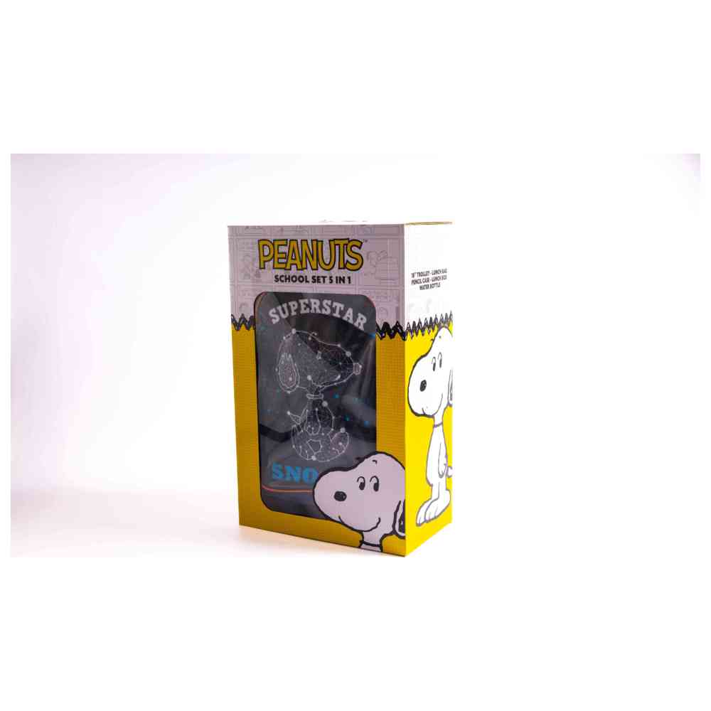 Peanuts - 18-Inch Trolley Bag School Set with Lunch Bag, Pencil Case, Water Bottle & Lunch Box - Multicolor