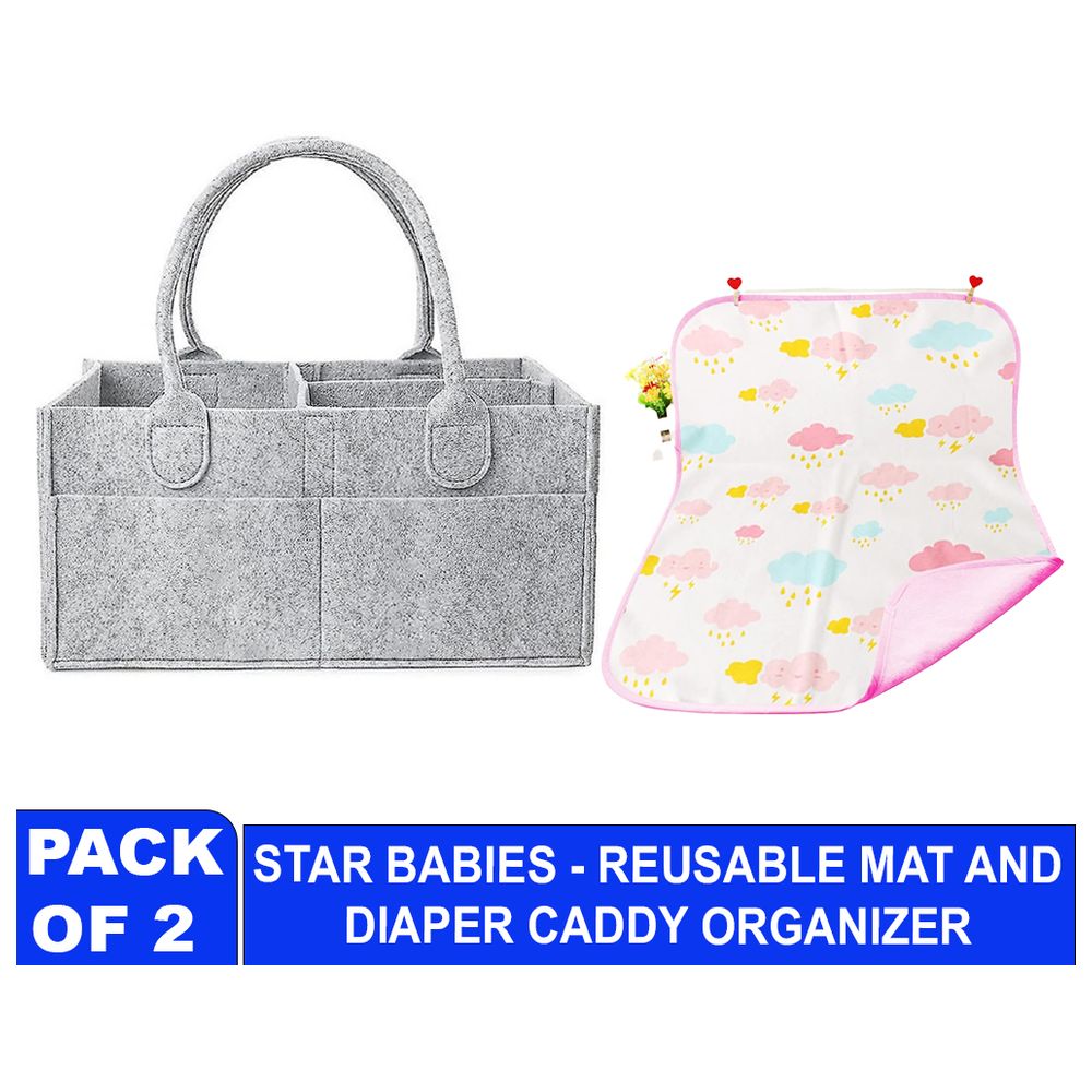 Star Babies - Diaper Caddy Organizer With Changing Mat
