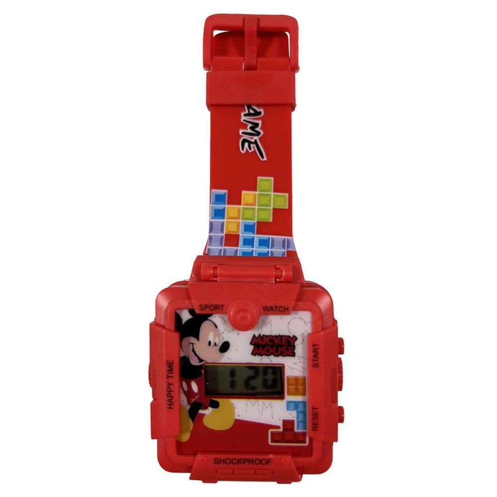 Disney - 2-In-1 Digital LED Watch And Gaming - Mickey Mouse - Red