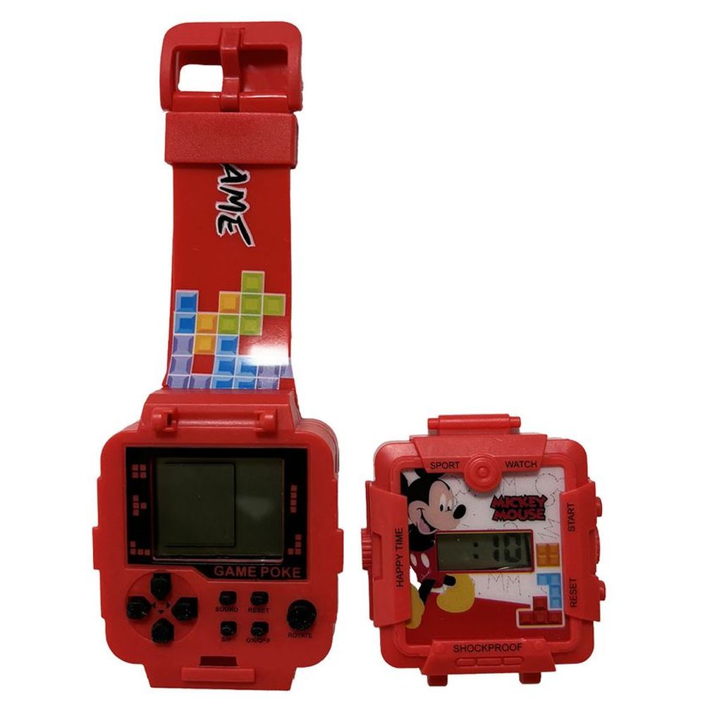 Disney - 2-In-1 Digital LED Watch And Gaming - Mickey Mouse - Red