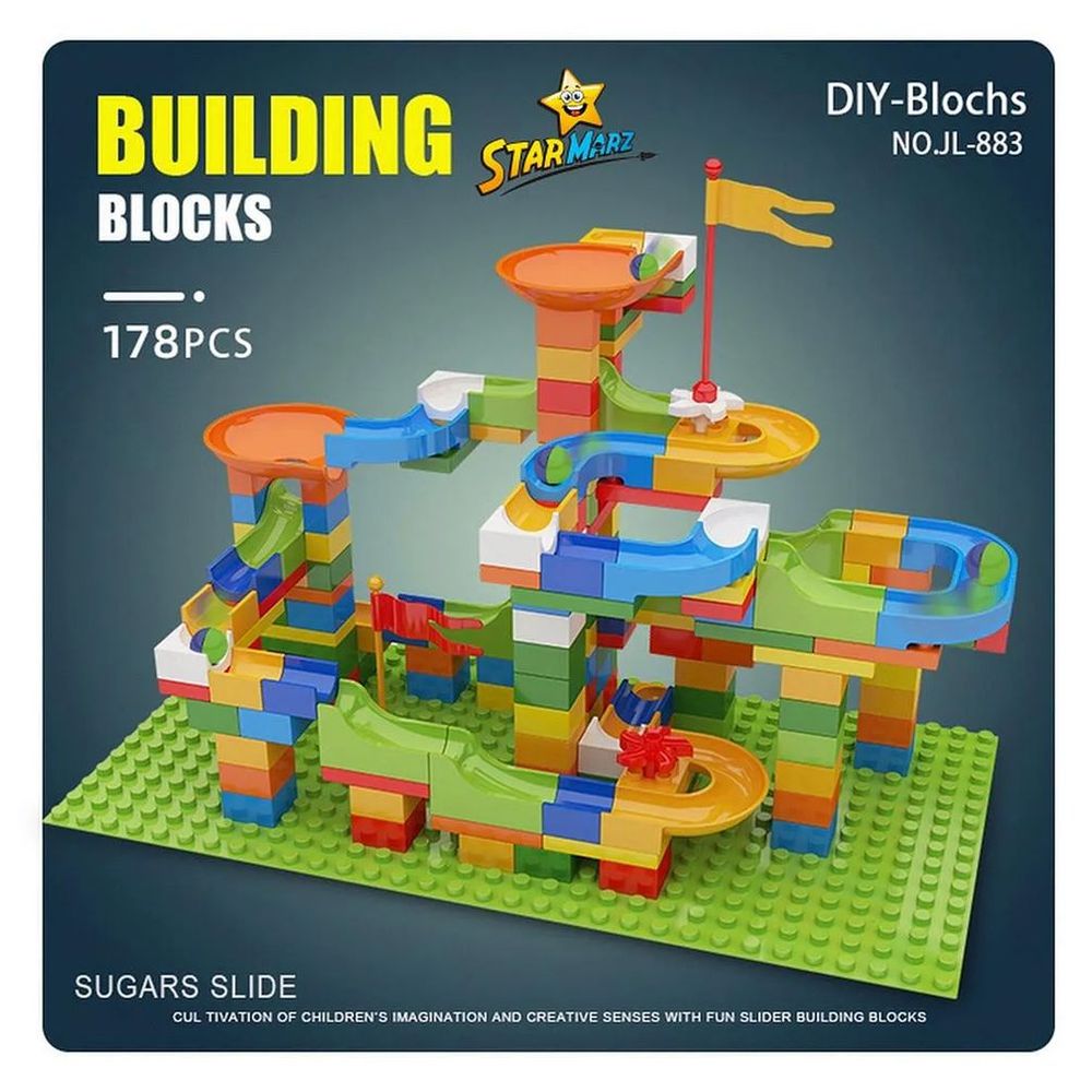 Starmarz - 178-Piece Building Blocks Set with Table, Chair, Storage & Pen - Multicolor