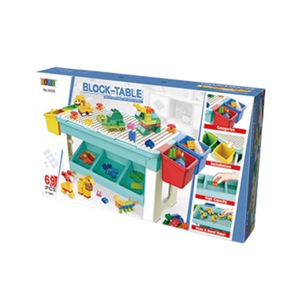 Kikibebe - 69-Piece Building Block Table - Multicolor