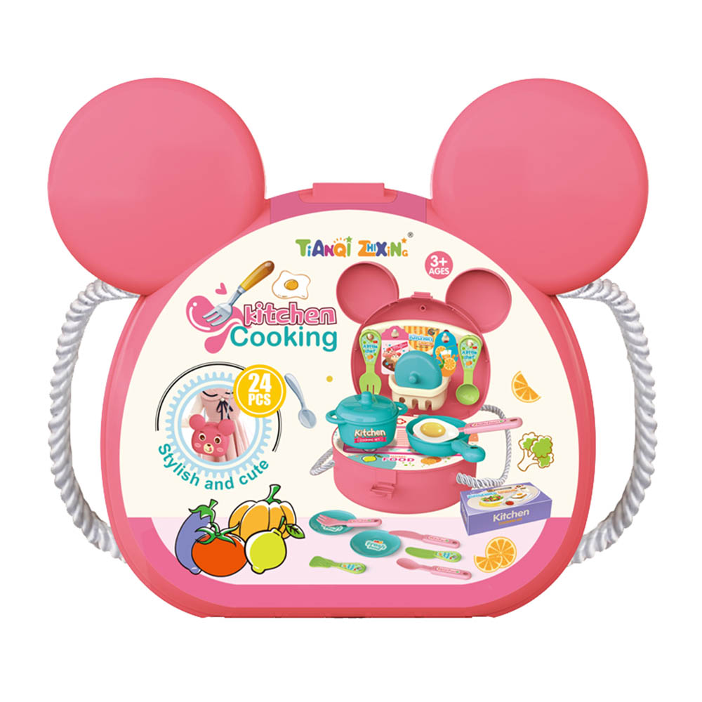 Kikibebe - Kitchen Backpack Set - 24 Pieces, High-Quality Polypropylene Material - Pink