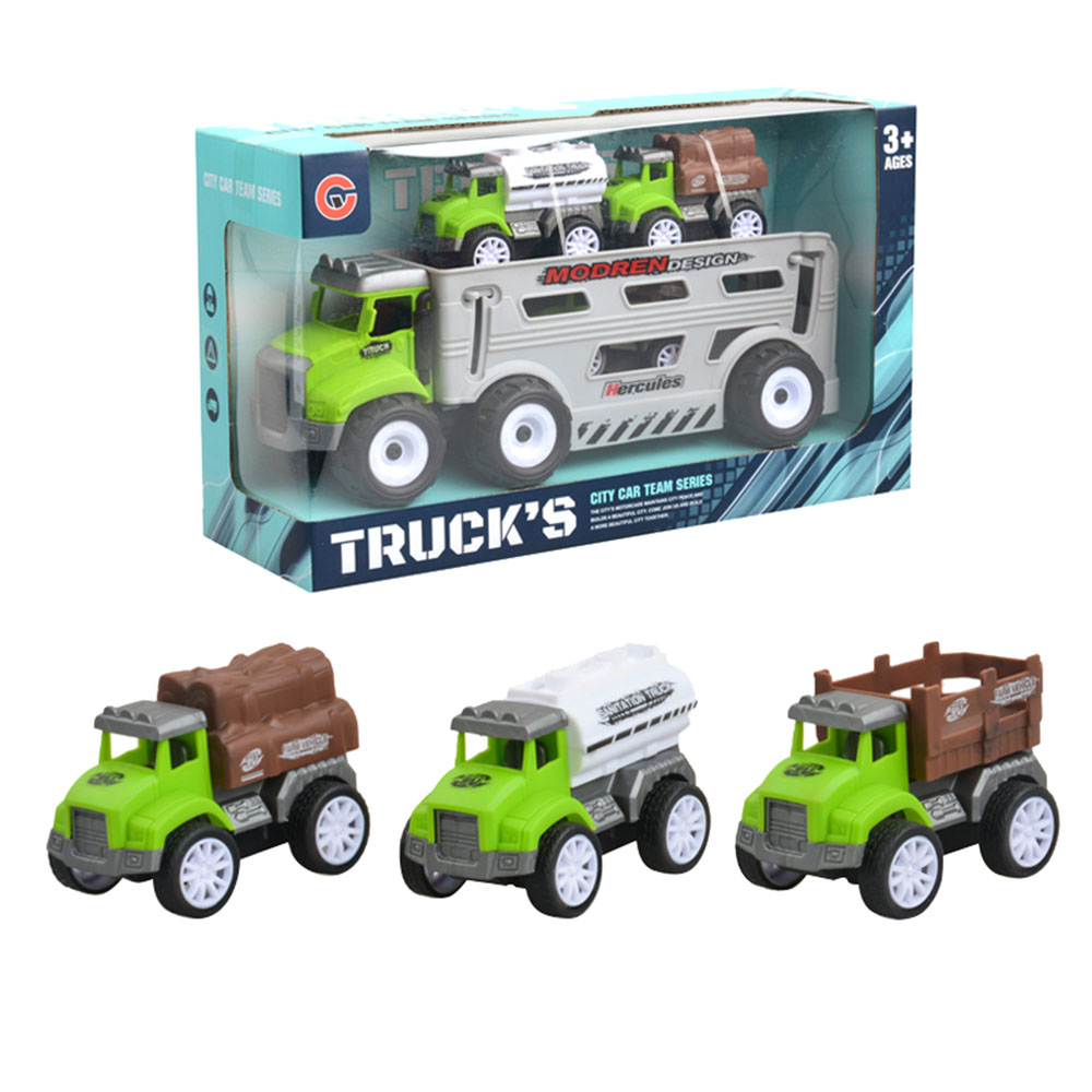 Kikibebe - Friction Truck Set - 3 Pull-Back Farmer Vehicles - Green