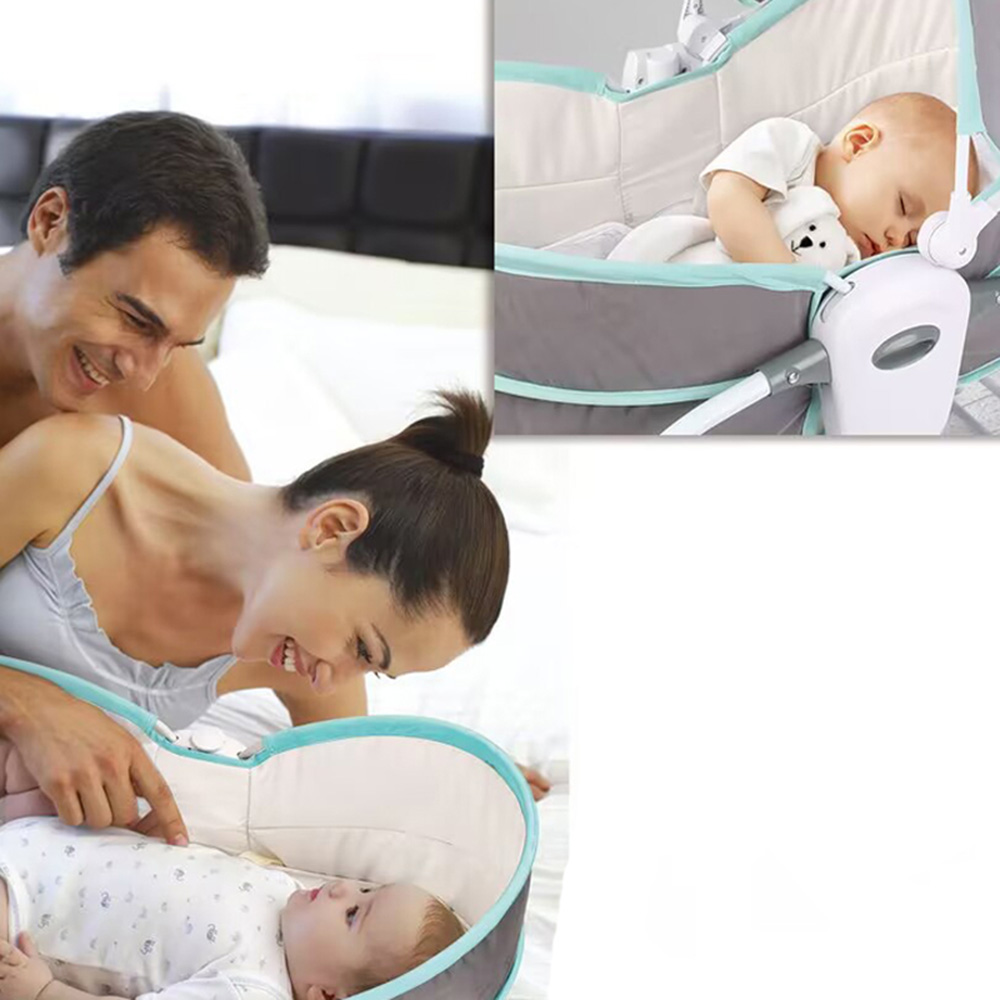 Kikibebe 5-in-1 Cozy Rocker Bassinet Music Toys-Grey