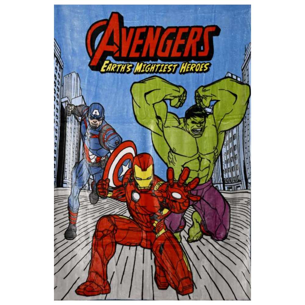Avengers - Raschel Blanket - Ultra-Soft & Lightweight 100% Polyester Throw - Blue