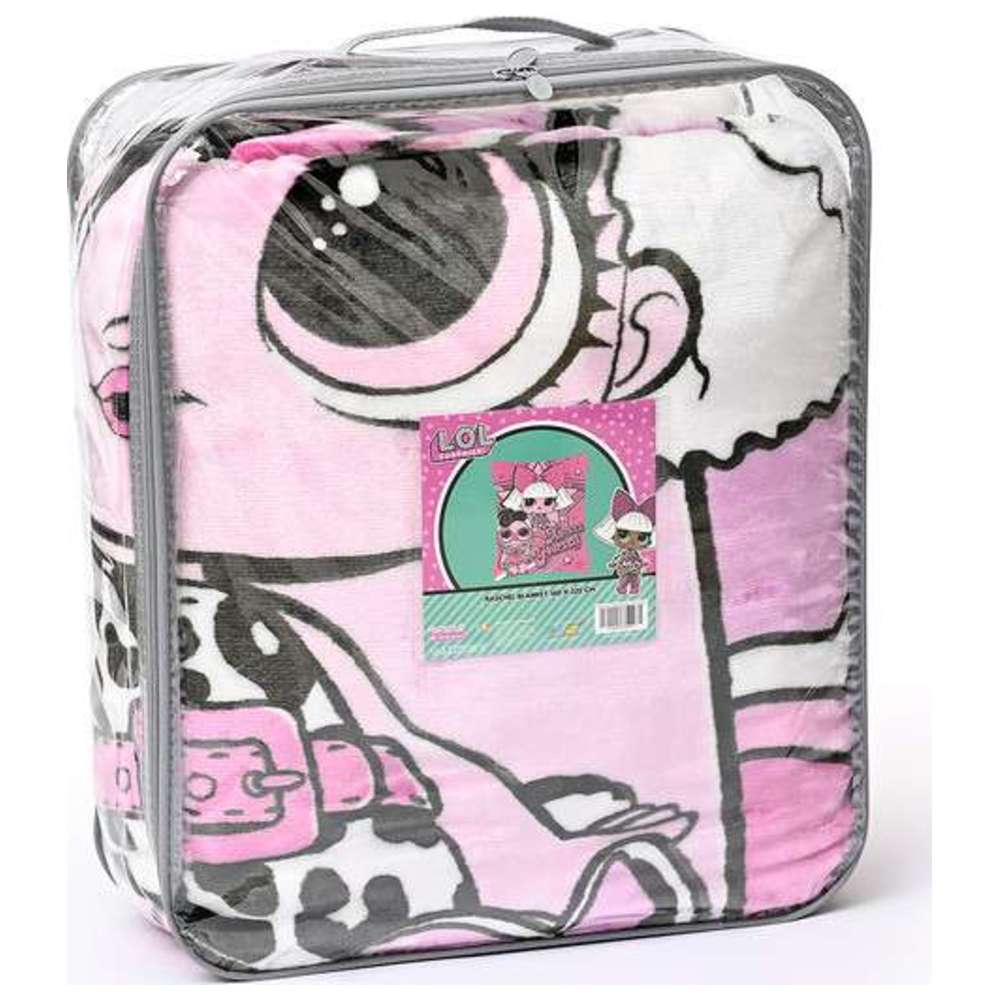 LOL - Raschel Blanket Ultra-Soft & Lightweight 100% Polyester Throw - Lightweight & Durable Pink