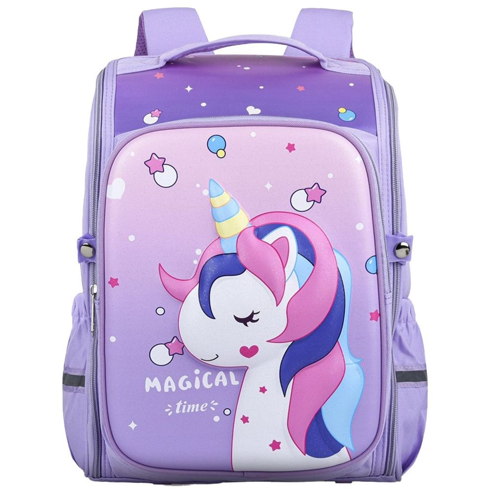 Cocobee - Cute Unicorn Printed Backpack, 15 Inches, Adjustable Straps - Purple